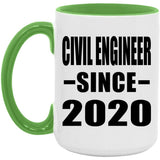 Civil Engineer Since 2020 - 15oz Accent Mug Green