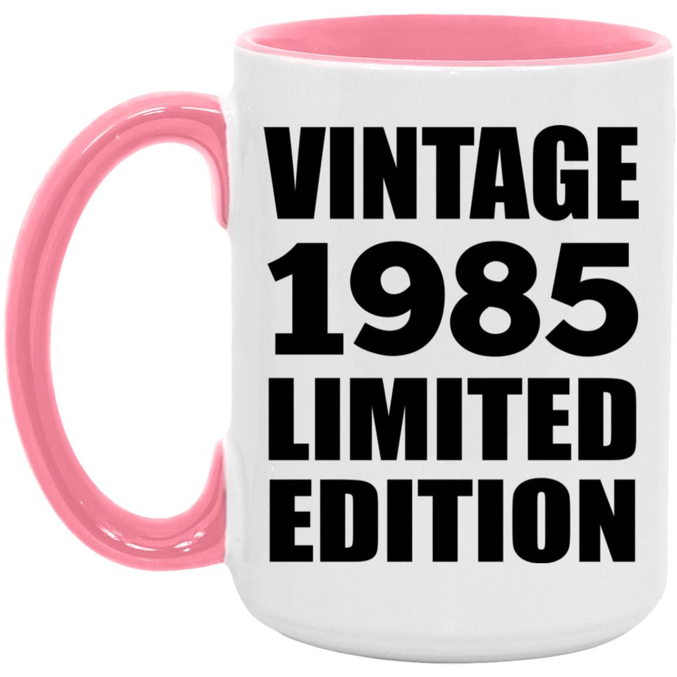 39th Birthday Vintage 1985 Limited Edition - 15oz Accent Mug Pink