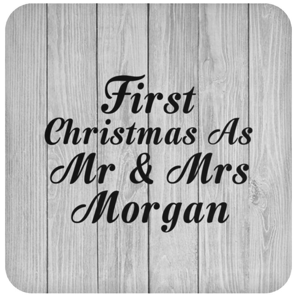 First Christmas As Mr & Mrs Morgan - Drink Coaster F
