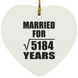 72nd Anniversary Married For Square Root of 5184 Years - Heart Ornament