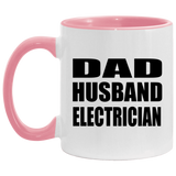 Dad Husband Electrician - 11oz Accent Mug Pink