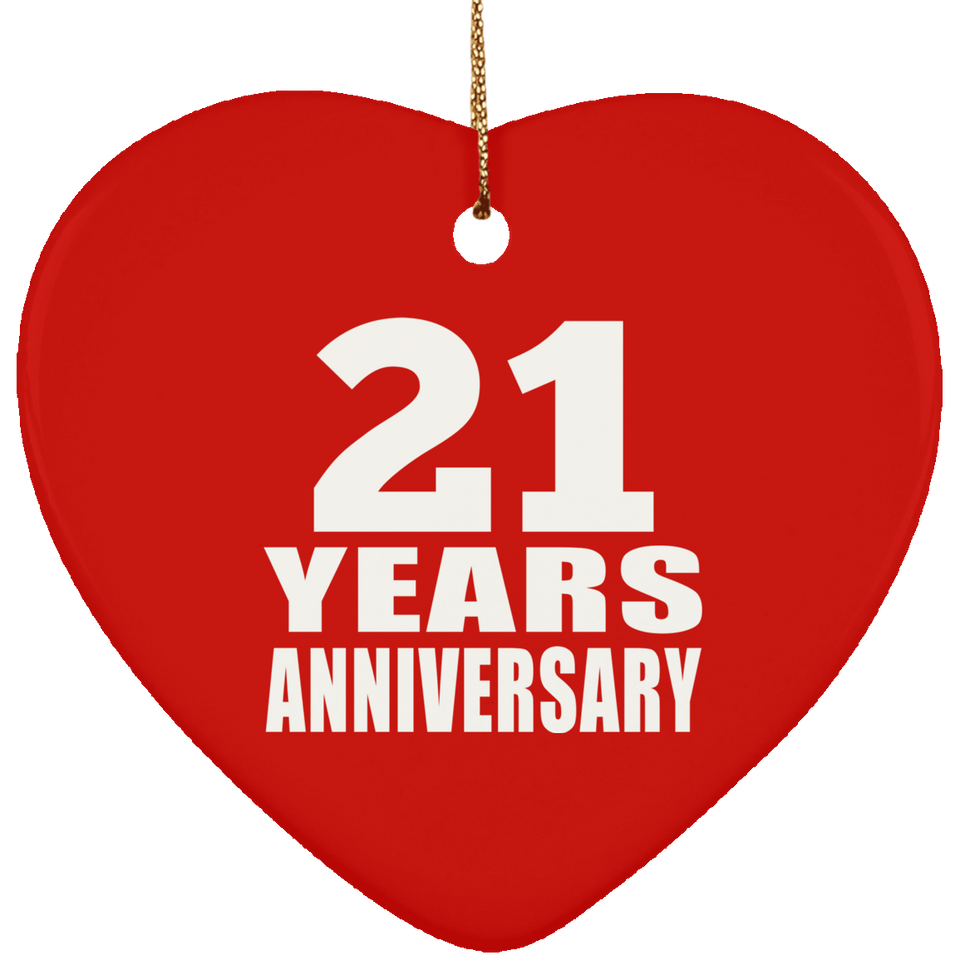 21st Anniversary 21 Years - Heart Ornament