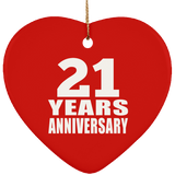 21st Anniversary 21 Years - Heart Ornament