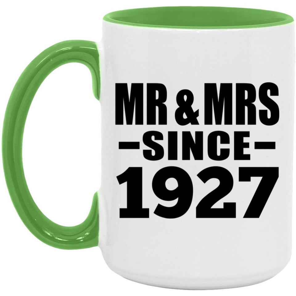 97th Anniversary Mr & Mrs Since 1927 - 15oz Accent Mug Green