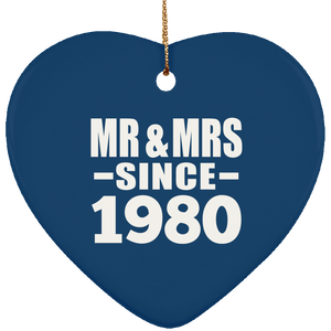 44th Anniversary Mr & Mrs Since 1980 - Heart Ornament