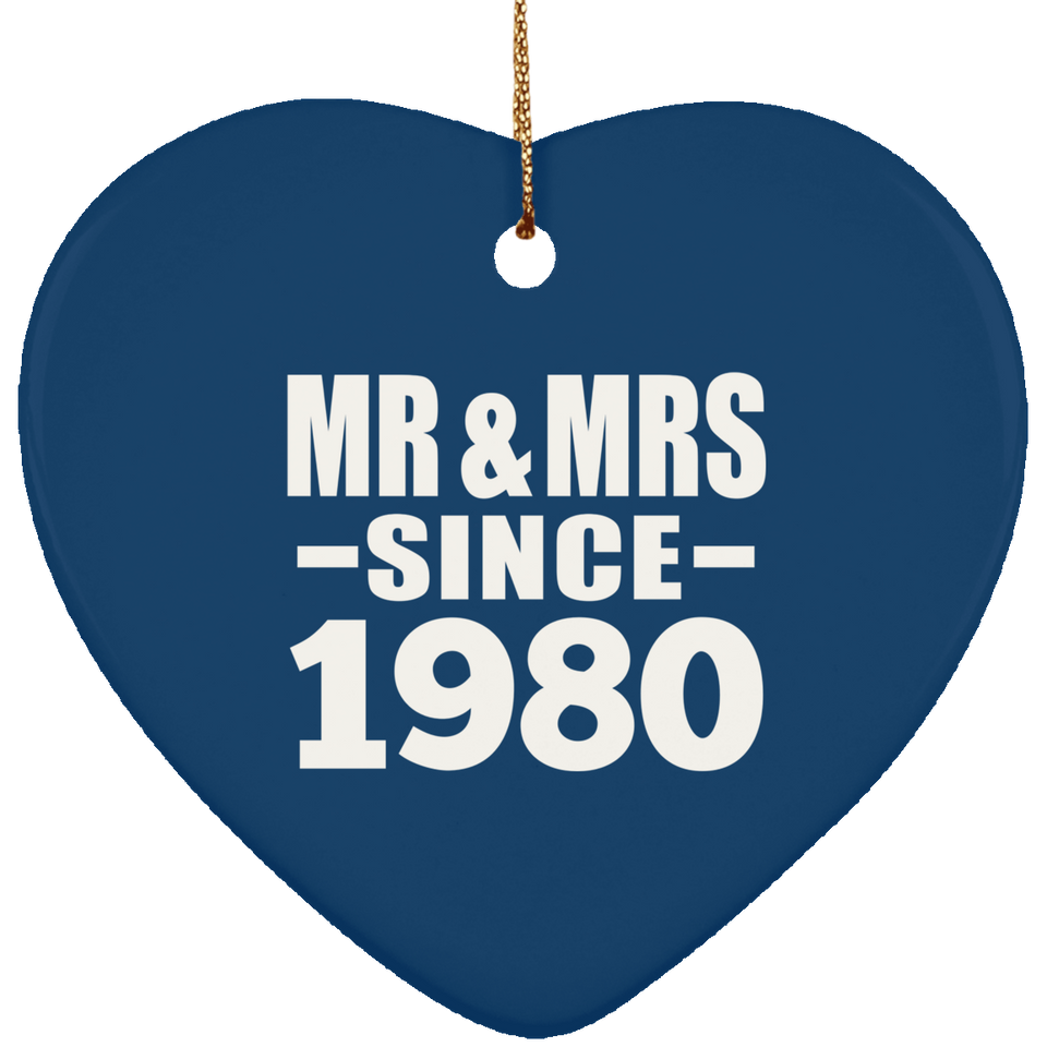 44th Anniversary Mr & Mrs Since 1980 - Heart Ornament