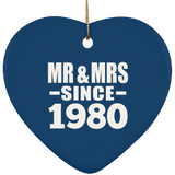 44th Anniversary Mr & Mrs Since 1980 - Heart Ornament
