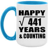 Happy 21st Anniversary Square Root of 441 Years & Counting - 15oz Accent Mug Blue