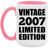 17th Birthday Vintage 2007 Limited Edition - 15oz Accent Mug Pink