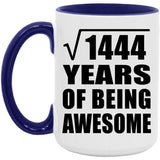 38th Birthday Square Root of 1444 Years of Being Awesome - 15oz Accent Mug Purple