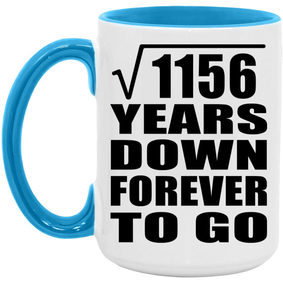 34th Anniversary Square Root of 1156 Years Down Forever To Go - 15oz Accent Mug Blue