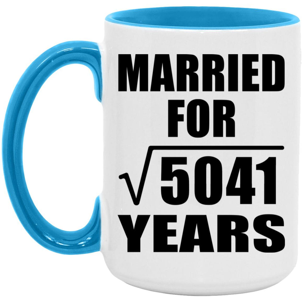 71st Anniversary Married For Square Root of 5041 Years - 15oz Accent Mug Blue