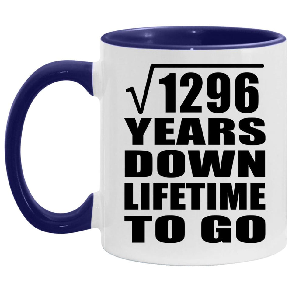 36th Anniversary Square Root of 1296 Years Lifetime To Go - 11oz Accent Mug Purple