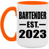 Bartender Established EST. 2023 - 15oz Accent Mug Orange