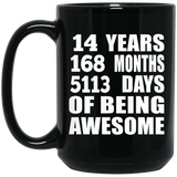 14th Birthday 14 Years 168 Months 5113 Days Of Awesome - 15oz Coffee Mug Black