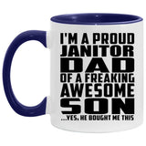 Proud Janitor Dad Of Awesome Son - 11oz Accent Mug Purple