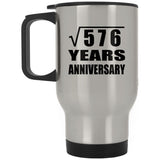 24th Anniversary Square Root of 576 Years Anniversary - Silver Travel Mug