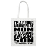Proud Airline Pilot Mom Of Awesome Son - Tote Bag White