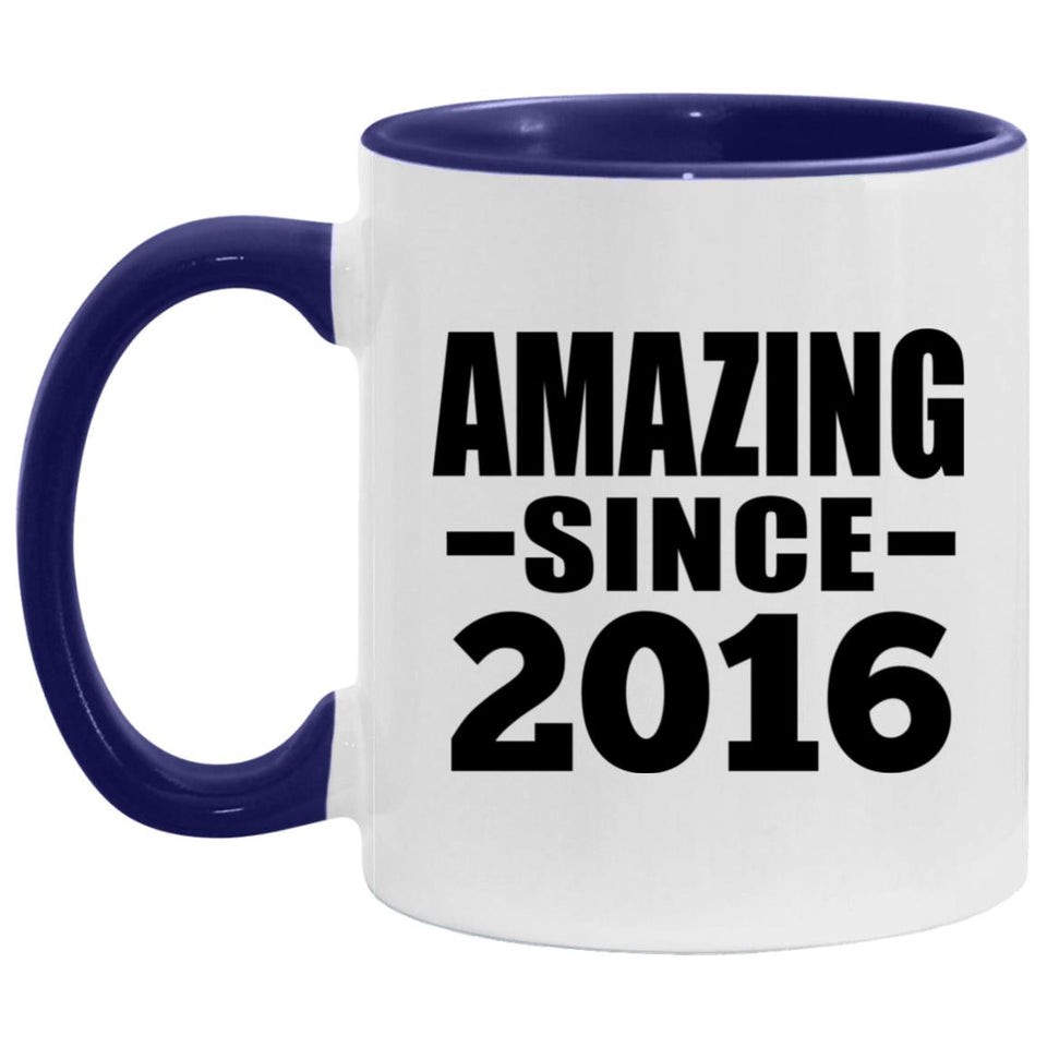 8th Birthday Amazing Since 2016 - 11oz Accent Mug Purple