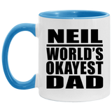 Neil World's Okayest Dad - 11oz Accent Mug Blue