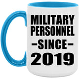 Military Personnel Since 2019 - 15oz Accent Mug Blue