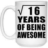 4th Birthday Square Root of 16 Years of Being Awesome - 15oz Coffee Mug
