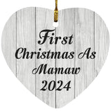 First Christmas As Mamaw 2024 - Heart Ornament F