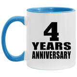 4th Anniversary 4 Years - 11oz Accent Mug Blue