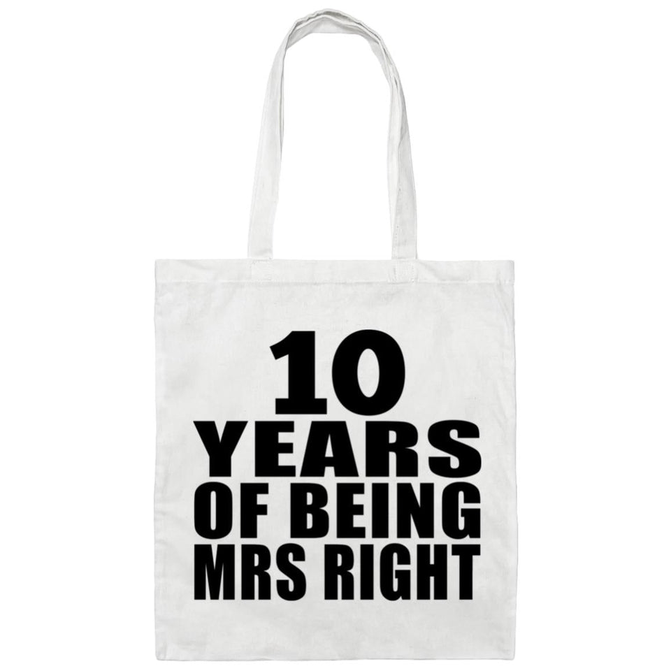 10th Anniversary 10 Years Of Being Mrs Right - Tote Bag White