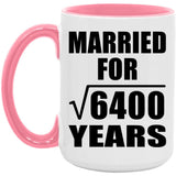 80th Anniversary Married For Square Root of 6400 Years - 15oz Accent Mug Pink