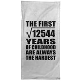 112th Birthday Square Root of 12544 Years of Childhood - Hand Towel