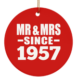 67th Anniversary Mr & Mrs Since 1957 - Circle Ornament