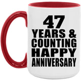 Happy 47th Anniversary 47 Years & Counting - 15oz Accent Mug Red