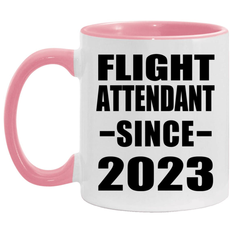 Flight Attendant Since 2023 - 11oz Accent Mug Pink