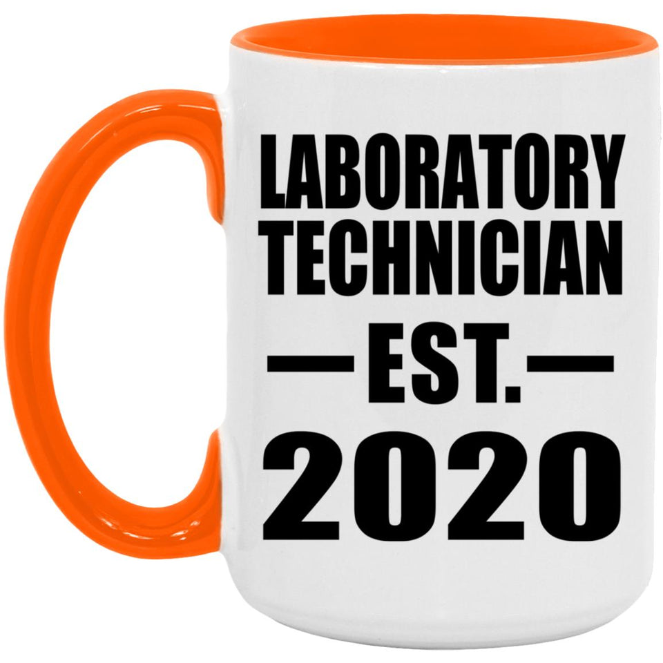 Laboratory Technician Established EST. 2020 - 15oz Accent Mug Orange