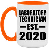Laboratory Technician Established EST. 2020 - 15oz Accent Mug Orange