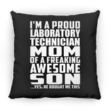 Proud Laboratory Technician Mom Of Awesome Son - Throw Pillow Black