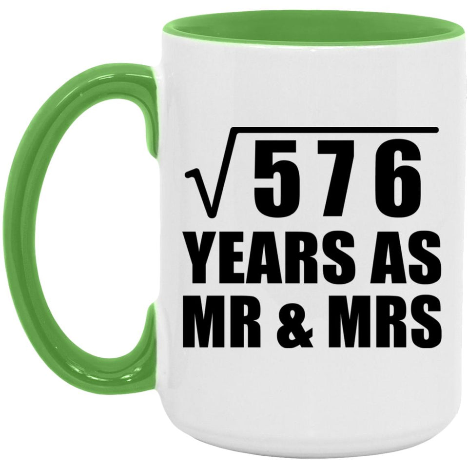 24th Anniversary Square Root of 576 Years As Mr & Mrs - 15oz Accent Mug Green