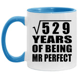 23rd Anniversary Square Root of 529 Years of Mr Perfect - 11oz Accent Mug Blue