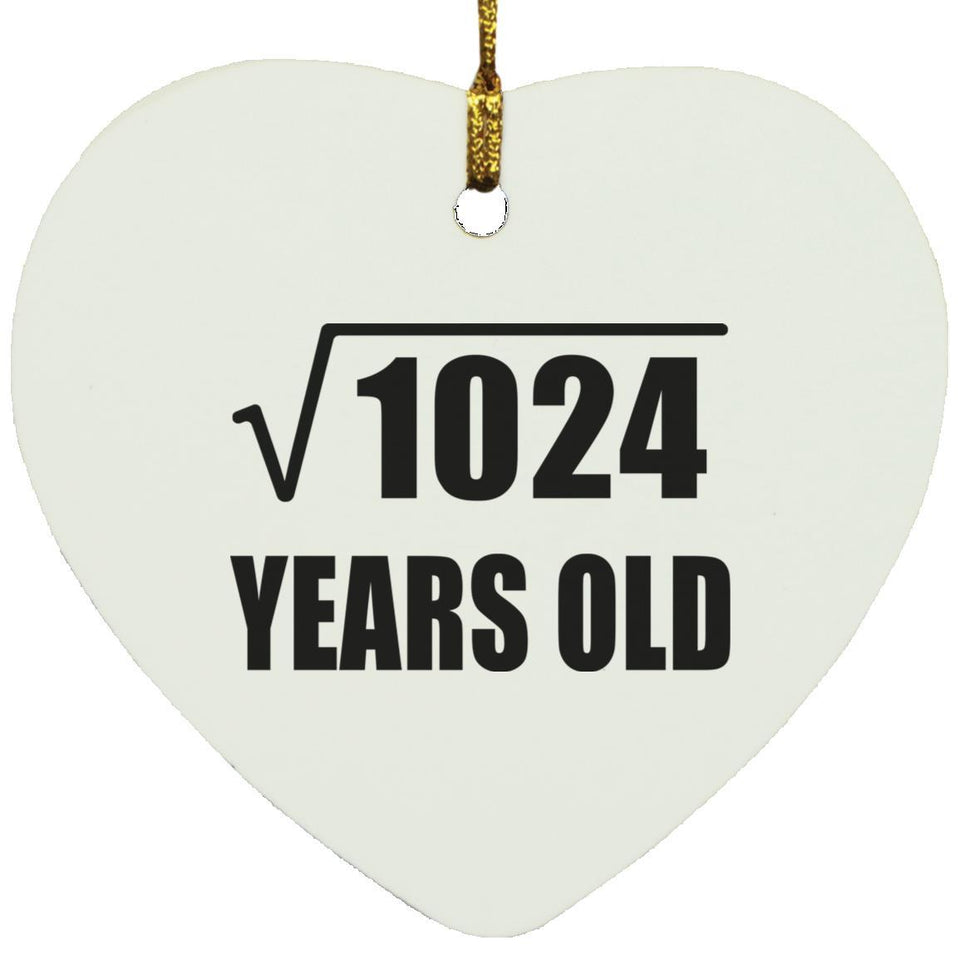 32nd Birthday Square Root of 1024 Years Old - Heart Ornament