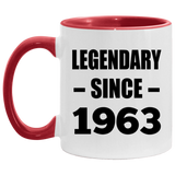 61st Birthday Legendary Since 1963 - 11oz Accent Mug Red