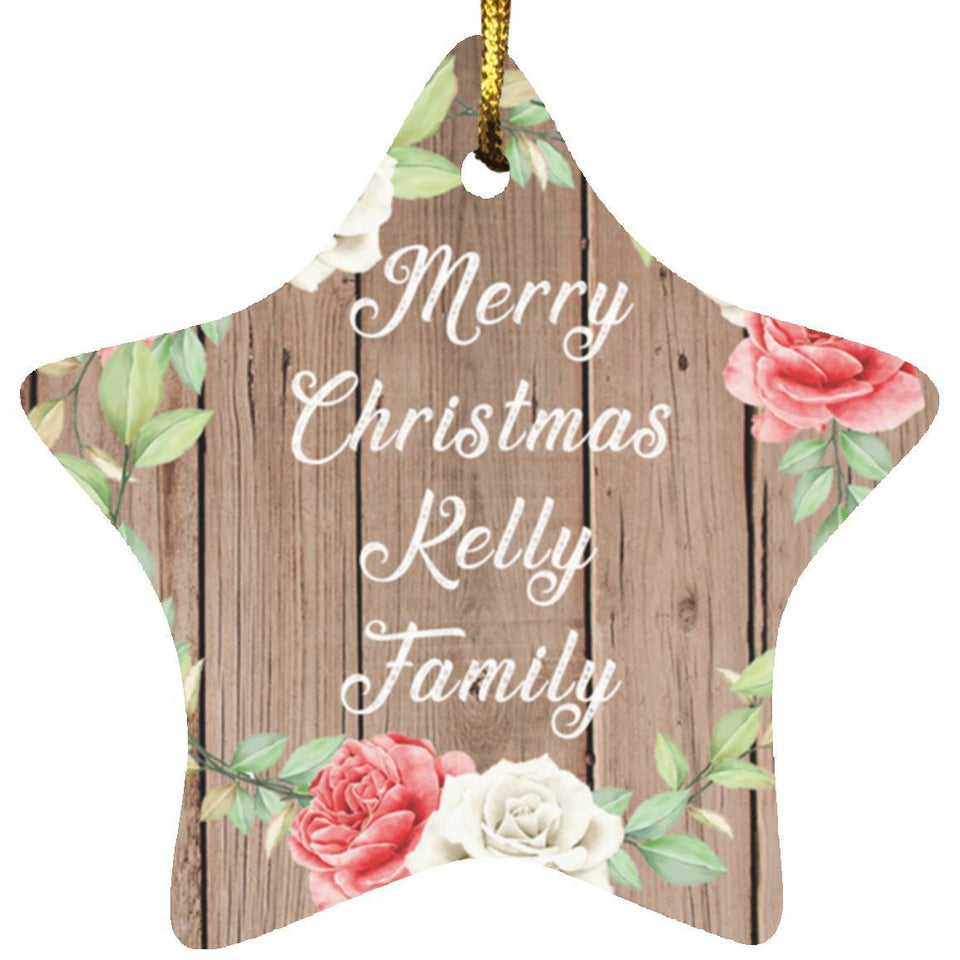 Merry Christmas Kelly Family - Star Ornament B