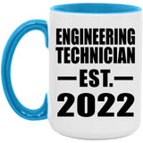 Engineering Technician Established EST. 2022 - 15oz Accent Mug Blue