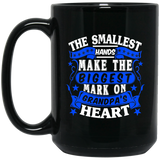 The Smallest Hands Make The Biggest Mark On Grandpa's Heart - 15 Oz Coffee Mug Black