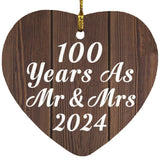 100th Anniversary 100 Years As Mr & Mrs 2024 - Heart Ornament D