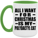 All I Want For Christmas Is My Polydactyl Cat - 15oz Accent Mug Green