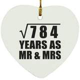 28th Anniversary Square Root of 784 Years As Mr & Mrs - Heart Ornament