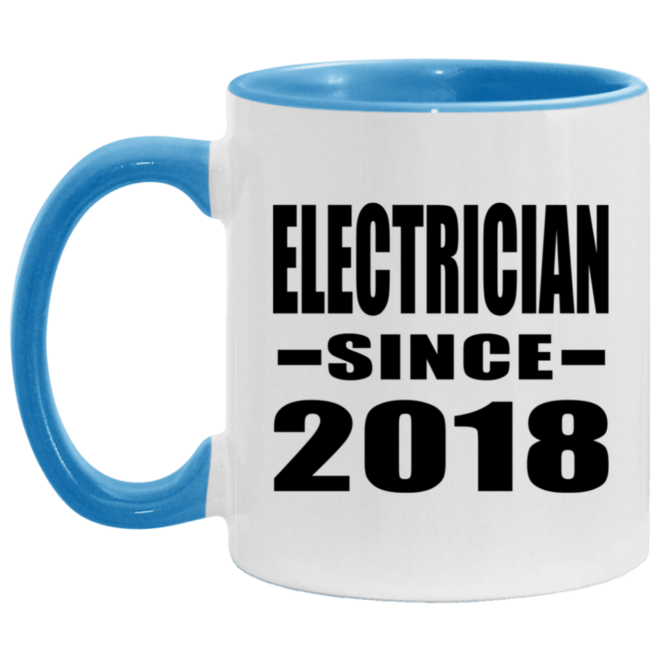 Electrician Since 2018 - 11oz Accent Mug Blue