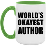 World's Okayest Author - 15oz Accent Mug Green