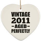 13th Birthday Vintage 2011 Aged Perfectly - Heart Ornament
